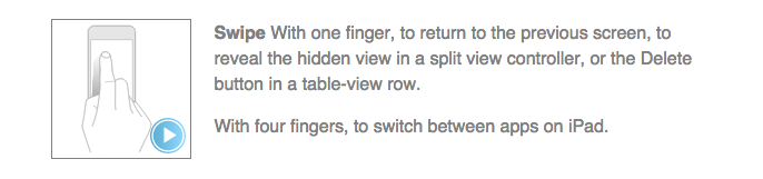 iOS Human Interface 对 Swipe 动作的定义